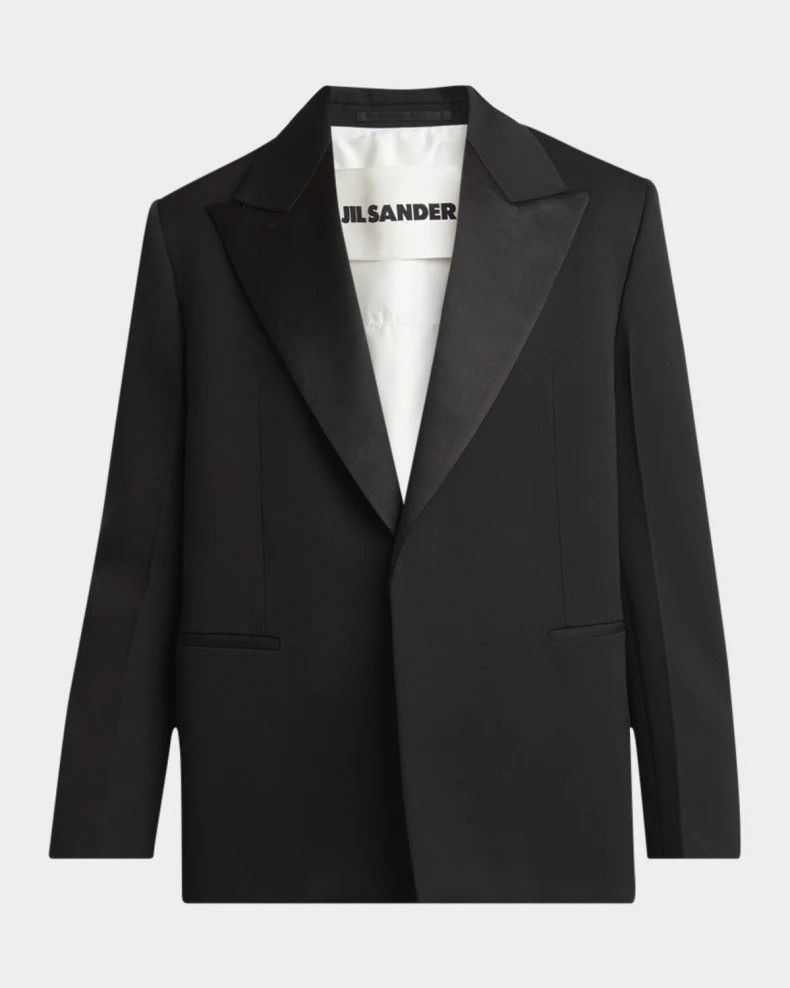 Jil Sander o1loc1c0426 Satin Peak Lapel Jacket in Black Size US M / EU 48-50 / 2 - 1 Thumbnail
