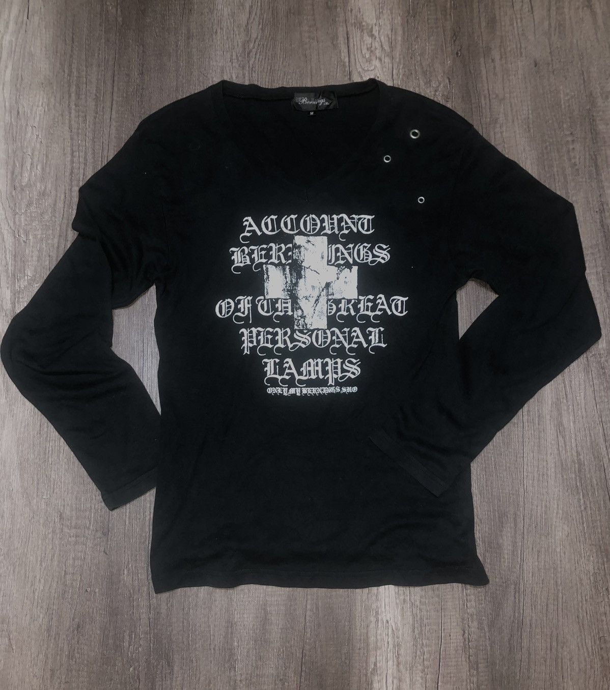 Japanese Brand Bernings Sho Black Label V Stitch Long Sleeve Tee Shirt Size US M / EU 48-50 / 2 - 14 Thumbnail