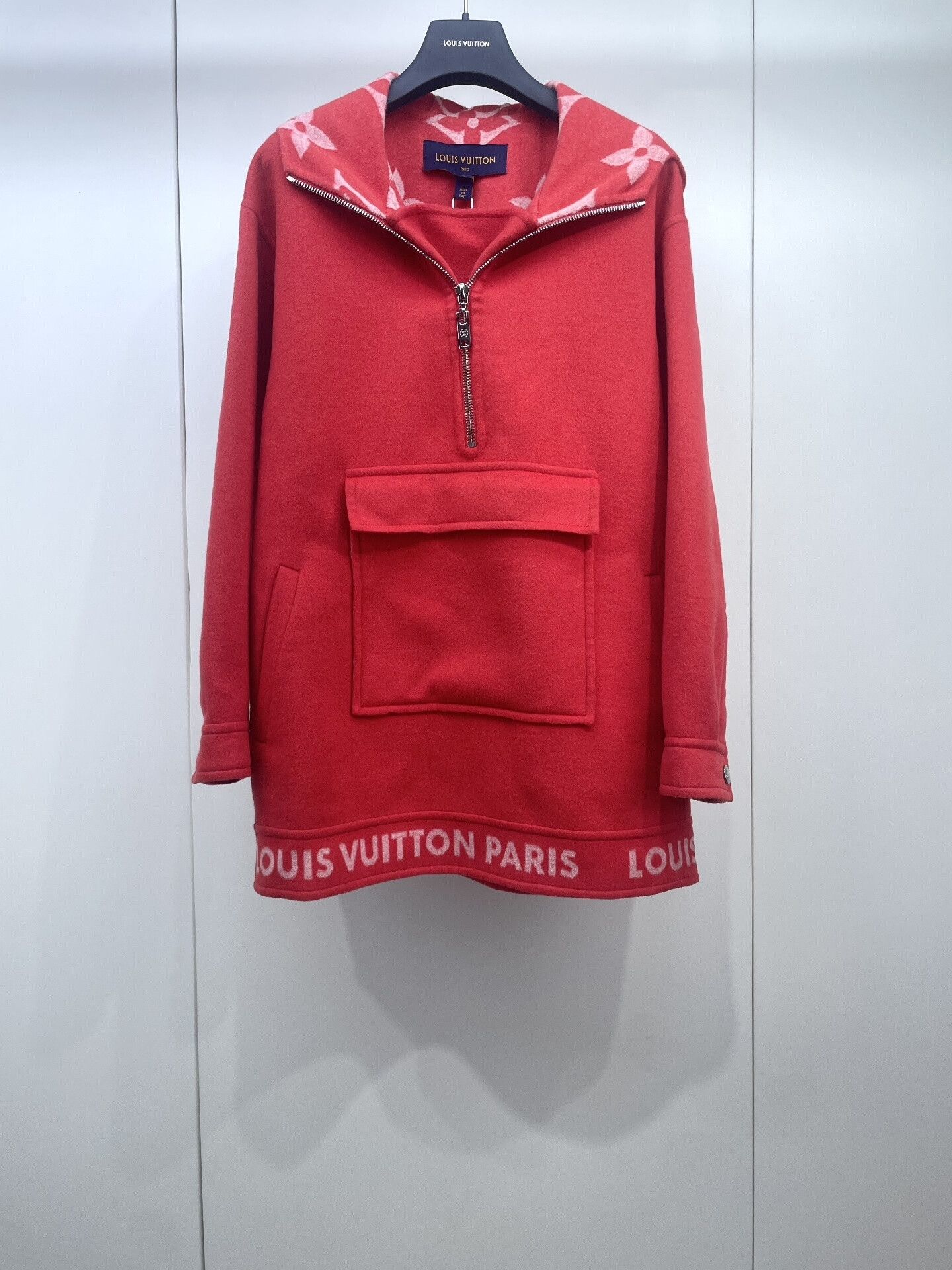 Louis Vuitton LV Red Half-Zip Wool Long Coat Size US S / EU 44-46 / 1 - 1 Thumbnail