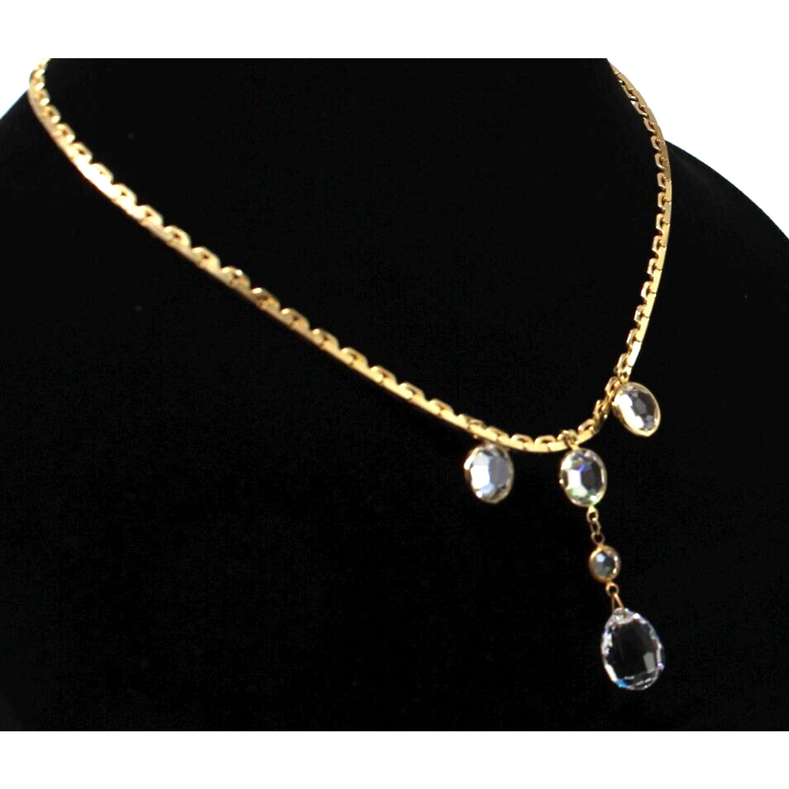 Other Vintage Crystal Ball Drop Necklace • Bezel Set •Faceted •16" Size ONE SIZE - 1 Thumbnail