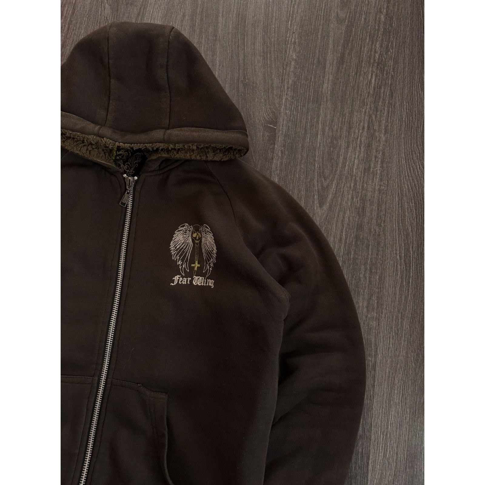 Vintage Y2K Vintage Fear Wing Sunfaded Fur Hoodie Size US L / EU 52-54 / 3 - 4 Thumbnail
