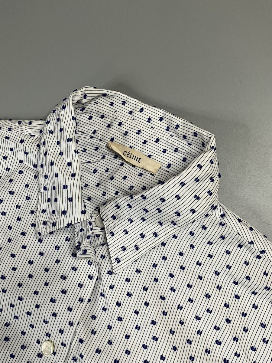 Celine Celine x Phoebe Philo Flocky Dot Striped Shirt Size US S / EU 44-46 / 1 - 6 Thumbnail