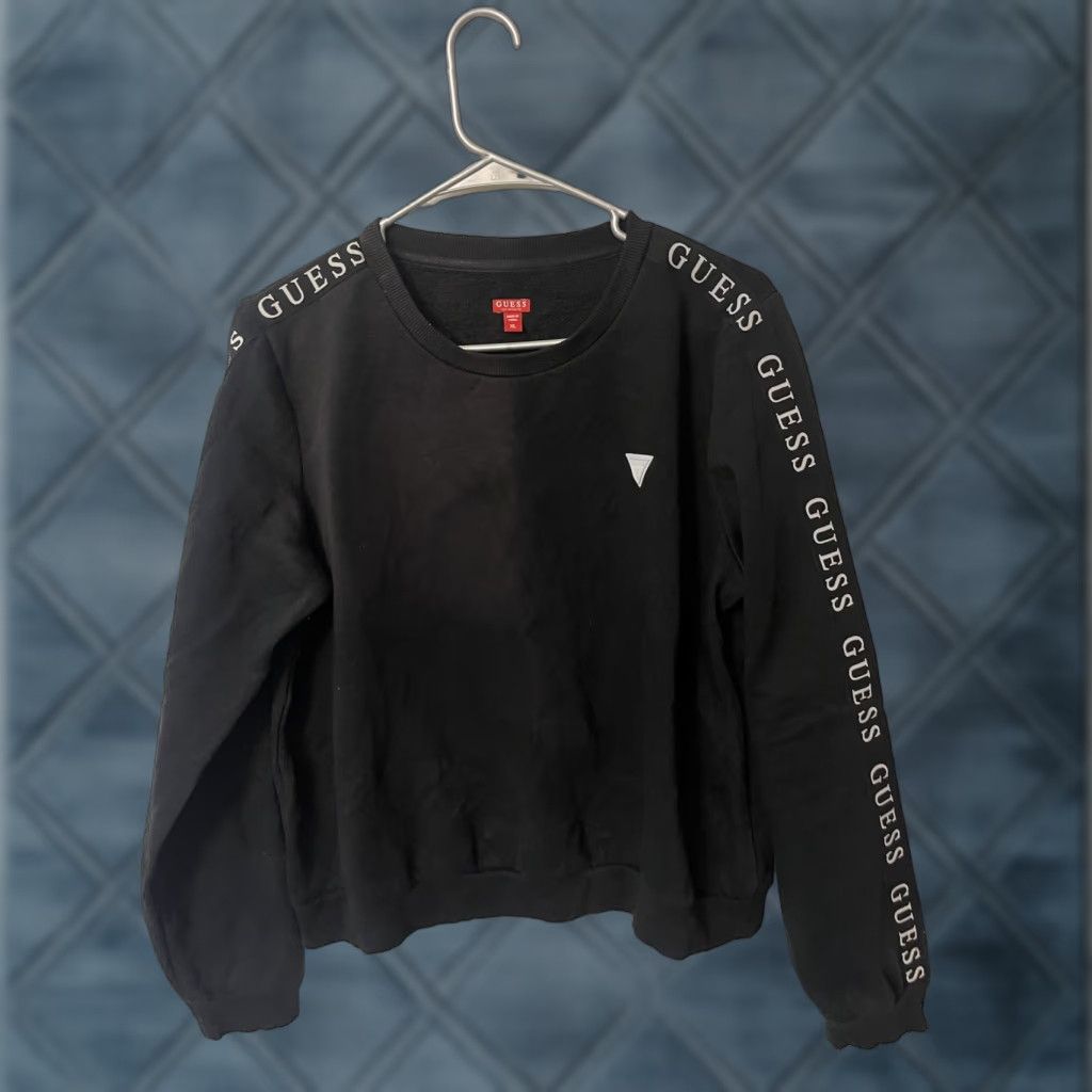 Guess GUESS Sweatshirt XL Black Logo Pullover Crew Neck Womens Long Sleeve Activewear S/S 45 Accents: Logo Size XL / US 12-14 / IT 48-50 - 1 Thumbnail