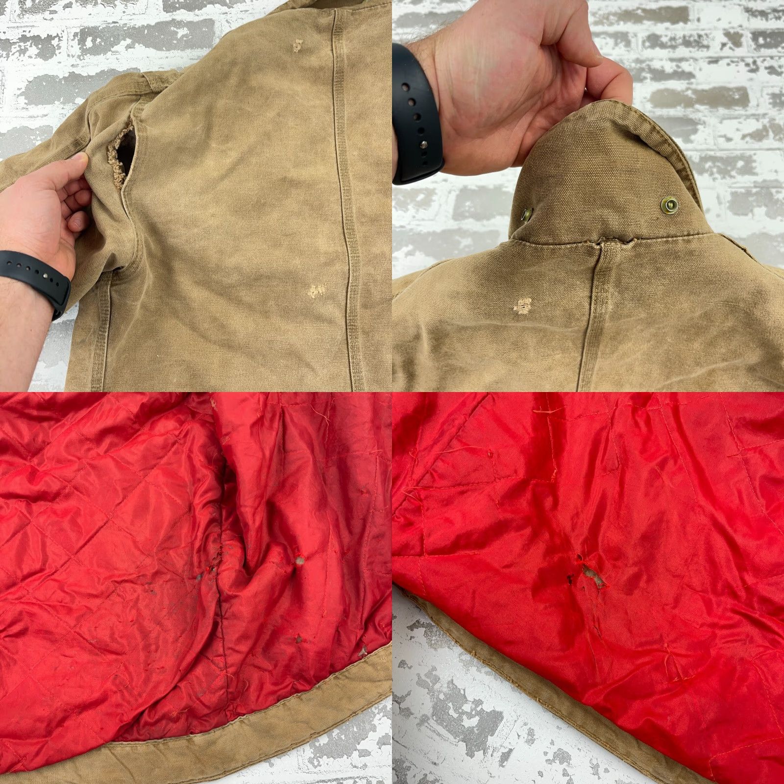 Carhartt VINTAGE Carhartt Chore Jacket Men M Beige Distressed 90s Thrashed Faded Lined Canvas Zip Jacket Mens Size US M / EU 48-50 / 2 - 9 Thumbnail