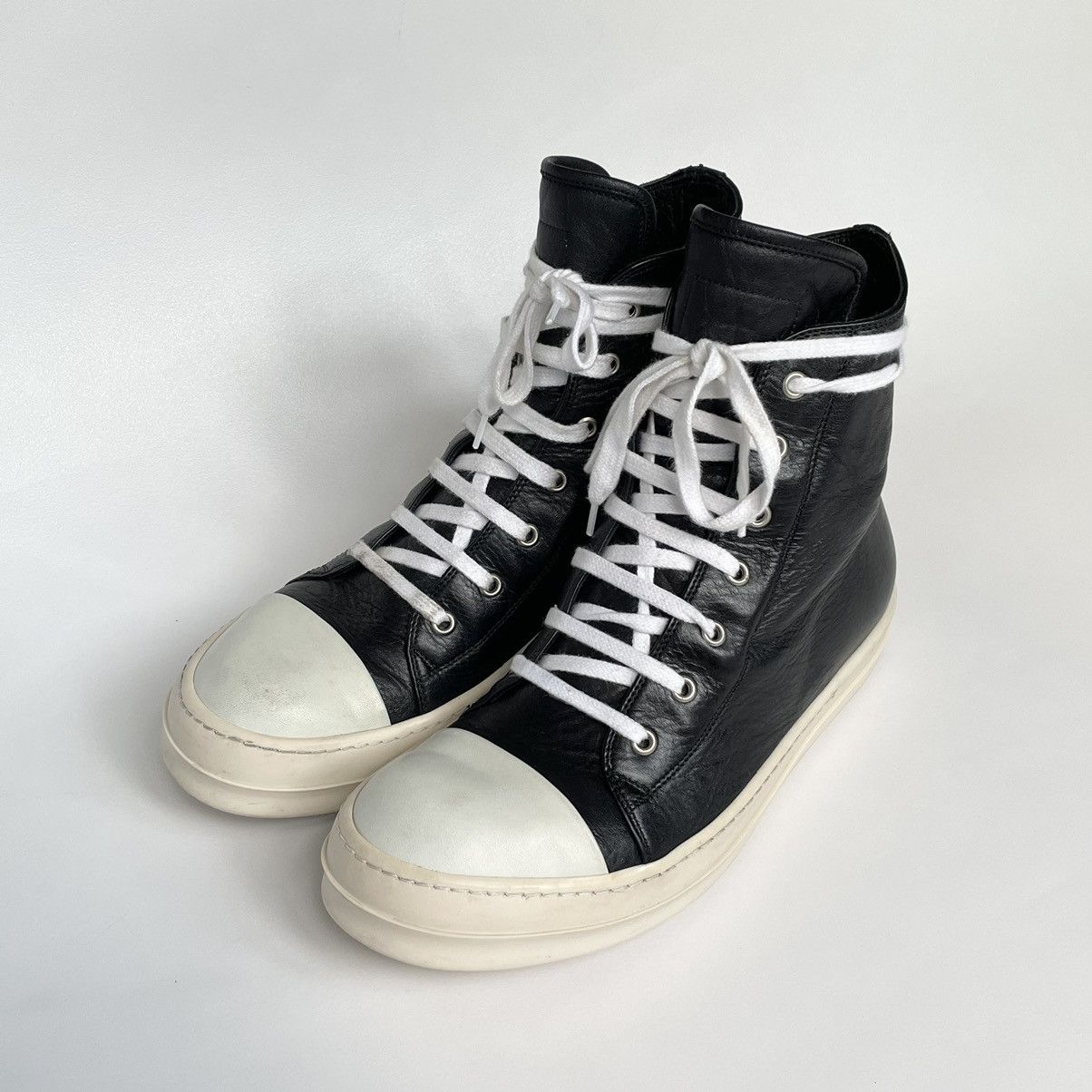 Rick Owens S/S 12 Black/Milk Leather Ramones Sneakers Size US 8 / EU 41 - 7 Thumbnail