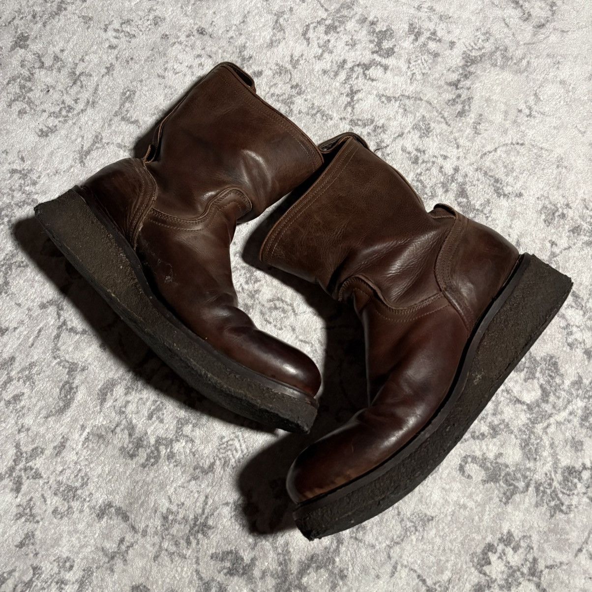 GOA GOA Pull On Leather Engineer Boots Crepe Sole Brown Size US 9.5 / EU 42-43 - 3 Thumbnail