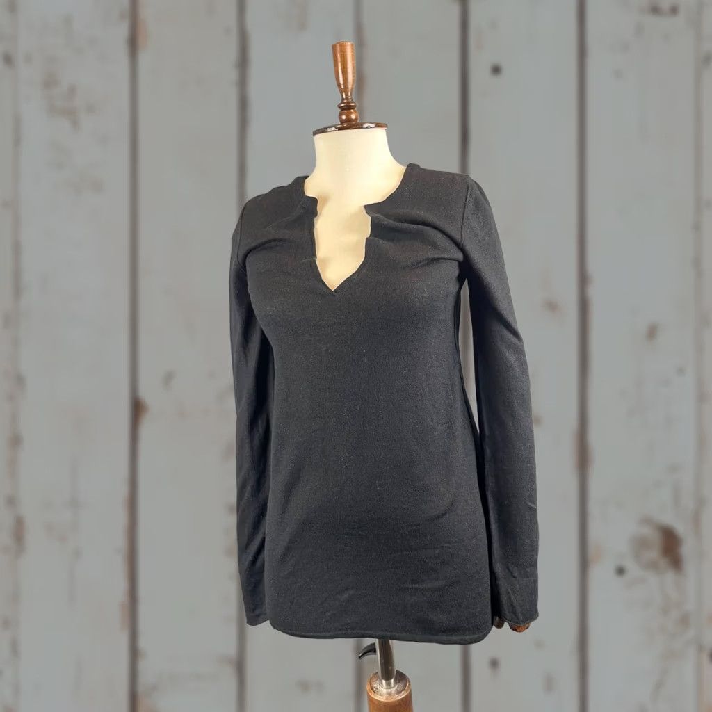 Zadig & Voltaire Zadig & Voltaire Women Top S Black Cashmere Long Sleeve Notch Neck Shirt Regular Size S / US 4 / IT 40 - 1 Thumbnail