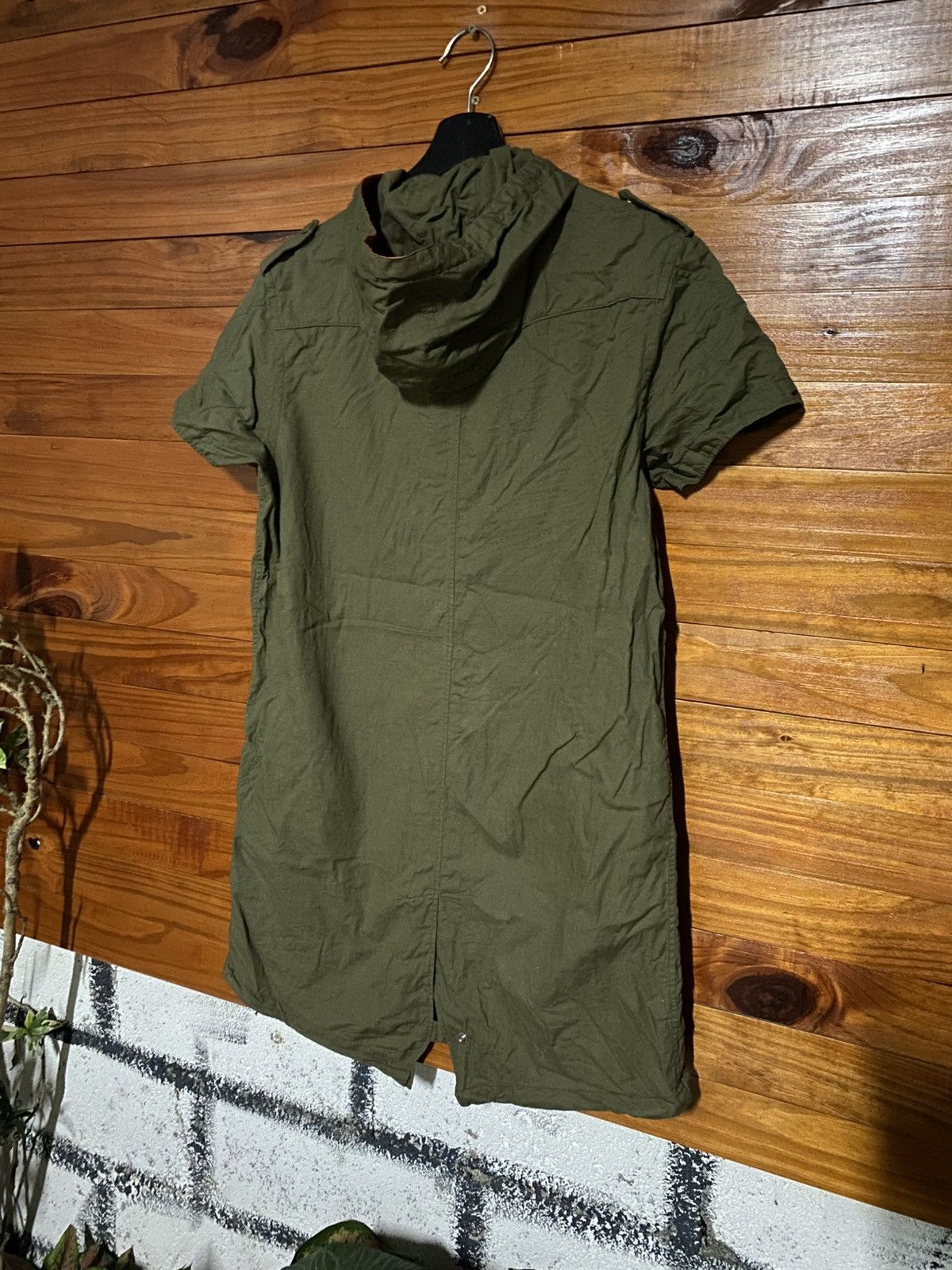 Japanese Brand PPFM Olive Green Hooded Parka Dress | 2000s Streetwear Size M / US 6-8 / IT 42-44 - 8 Thumbnail
