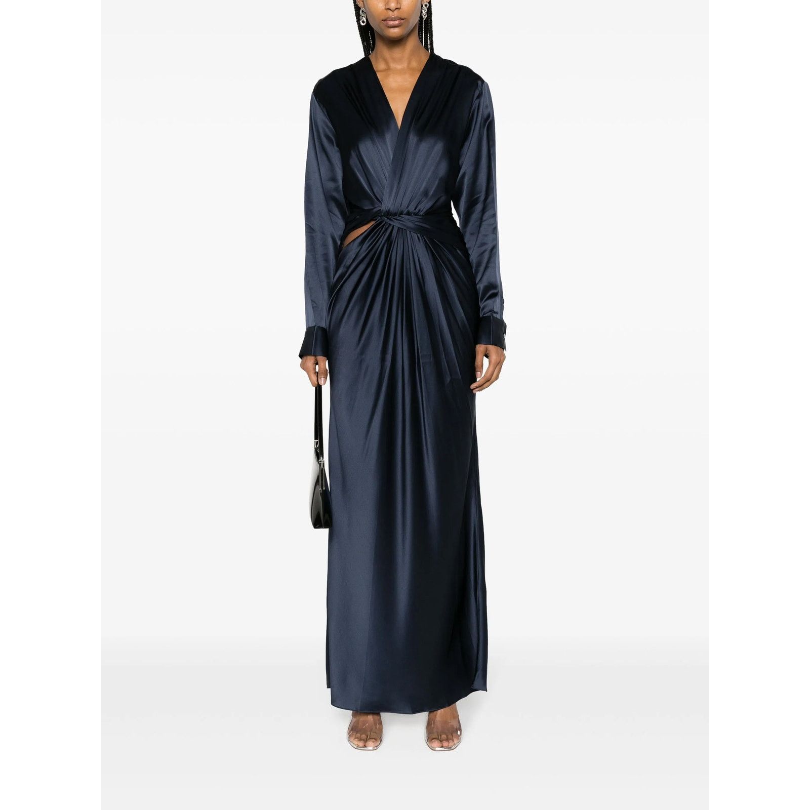 NWT Christopher Esber Navy Blue Silk Twist Dress, AU 6, US 0