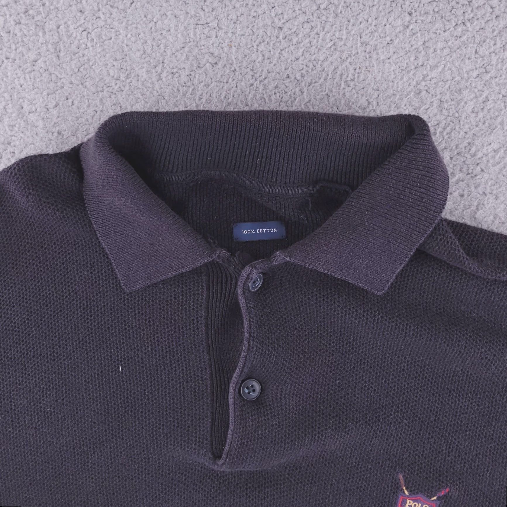 Polo Ralph Lauren VINTAGE Polo Ralph Lauren Sweater Mens XL Black Crest Collared Pullover Size US XL / EU 56 / 4 - 4 Thumbnail