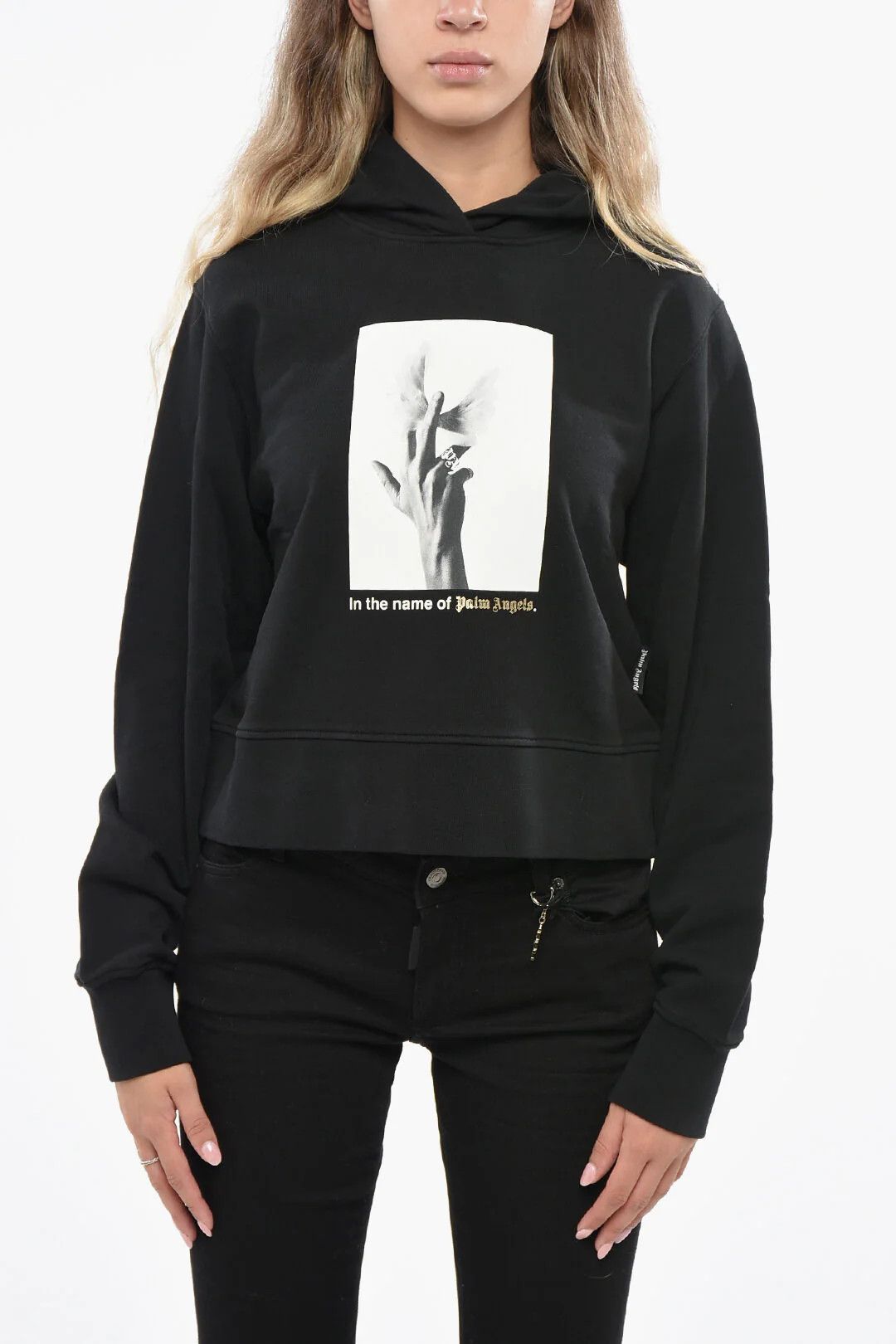 Palm Angels og1mm0326 Brushed Cotton Hoodie in Black Size S / US 4 / IT 40 - 1 Thumbnail