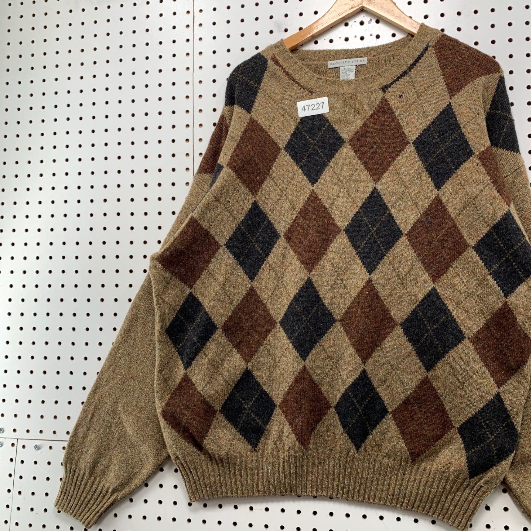 Geoffrey Beene VINTAGE Geoffrey Beene Wool Sweater Mens XL Brown Argyle Lambswool Grandpa Dad Sweater Mens XL Brown Argyle Lambswool Dad Size US XL / EU 56 / 4 - 4 Thumbnail