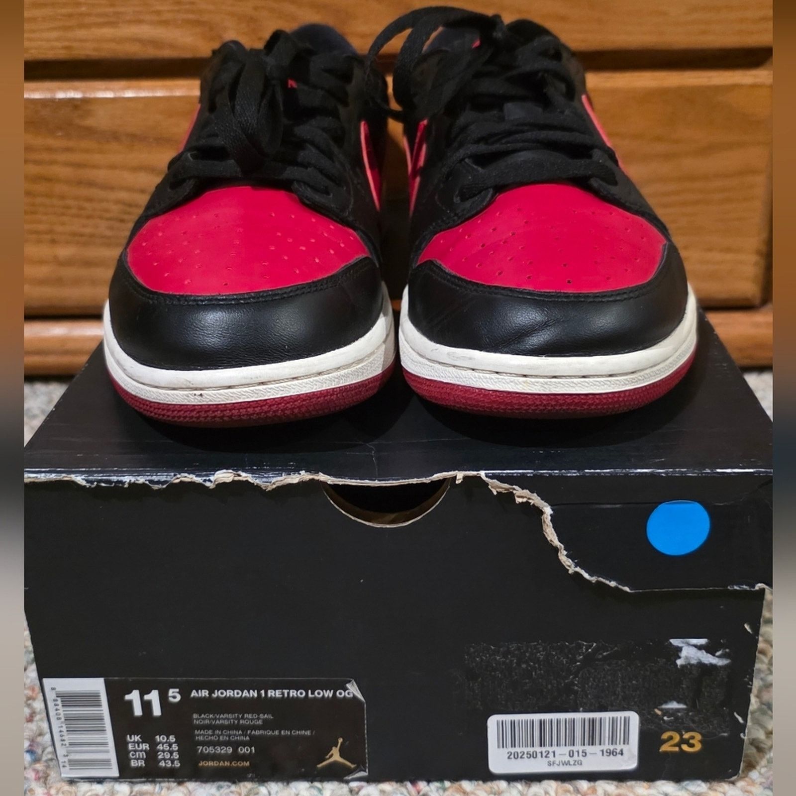 Nike Nike Air Jordan 1 Retro Low OG Bred 2015 | Size 11.5 Size US 11.5 / EU 44-45 - 2 Thumbnail