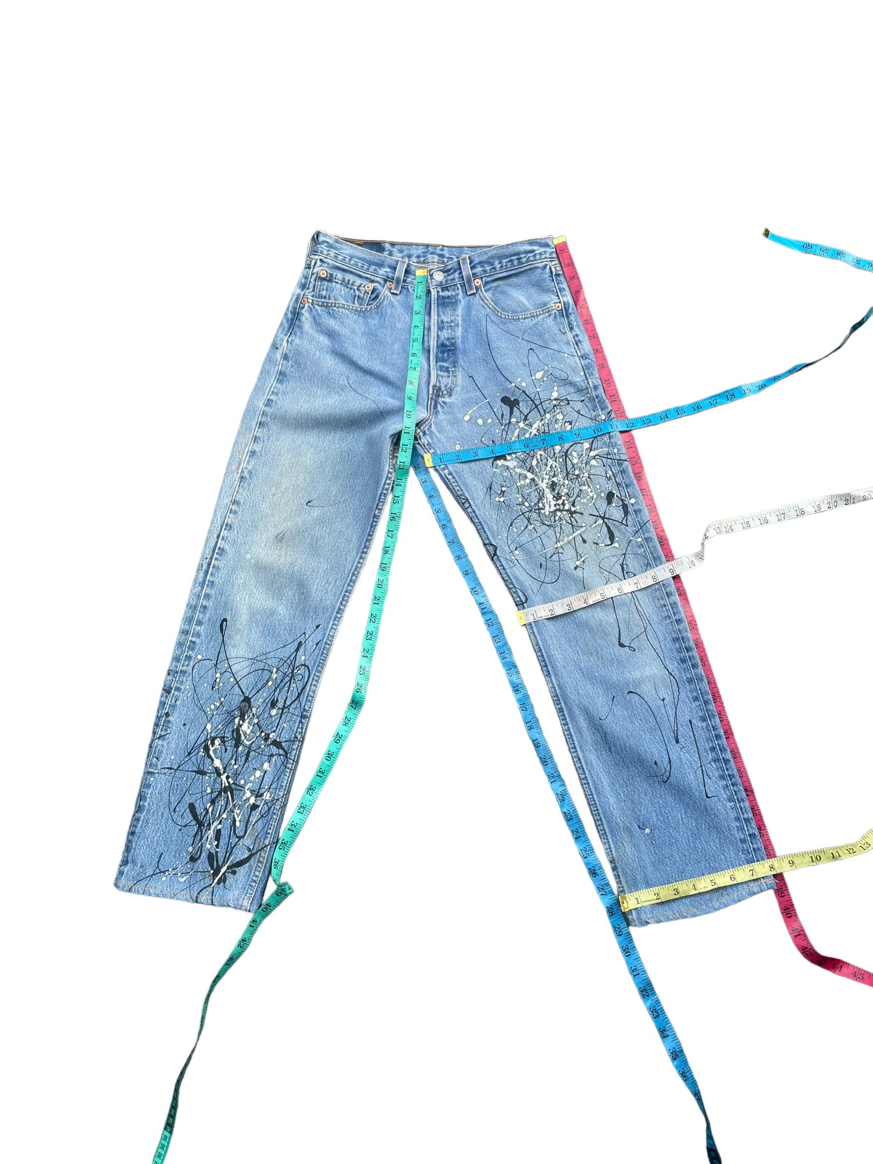Levi's Vintage 1999 Levis 501 e Usa Art Paint Design Size US 30 / EU 46 - 9 Thumbnail