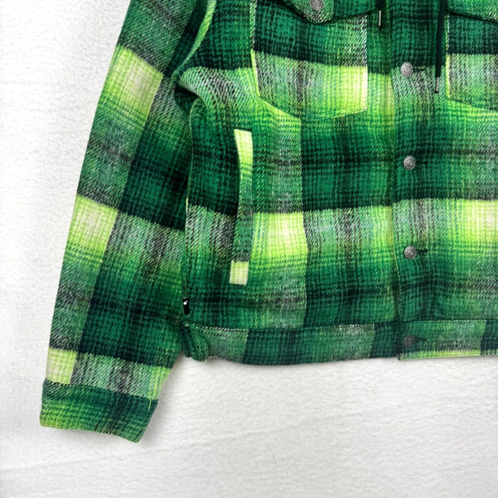 The Hundreds The Hundreds Hoodie Jacket Green Plaid Layered Coat Overcoat Hooded Men M Regular Spring Fall Winter Climate Streetwear Size US M / EU 48-50 / 2 - 2 Thumbnail