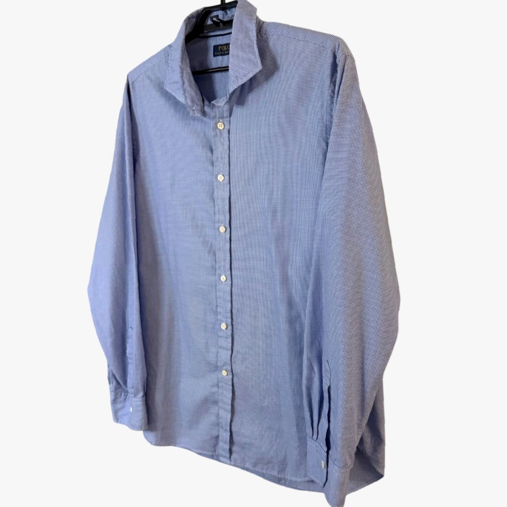 Polo Ralph Lauren POLO RALPH LAUREN Gingham Check Button-Up Shirt Blue Micro Check 2XL Men's Cotton Classic Preppy Size US XXL / EU 58 / 5 - 2 Thumbnail
