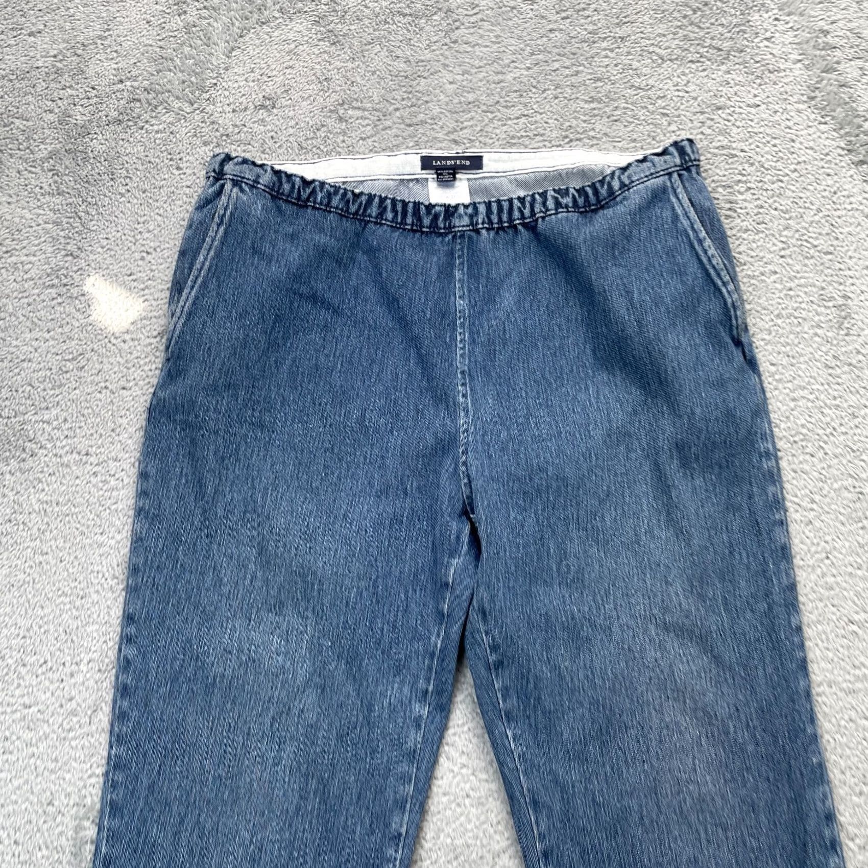 Lands' End Lands' End Jeans Womens Medium Blue Straight Denim Cotton Stretch Elastic Waist Size 24" / US 00 / IT 34 - 2 Thumbnail