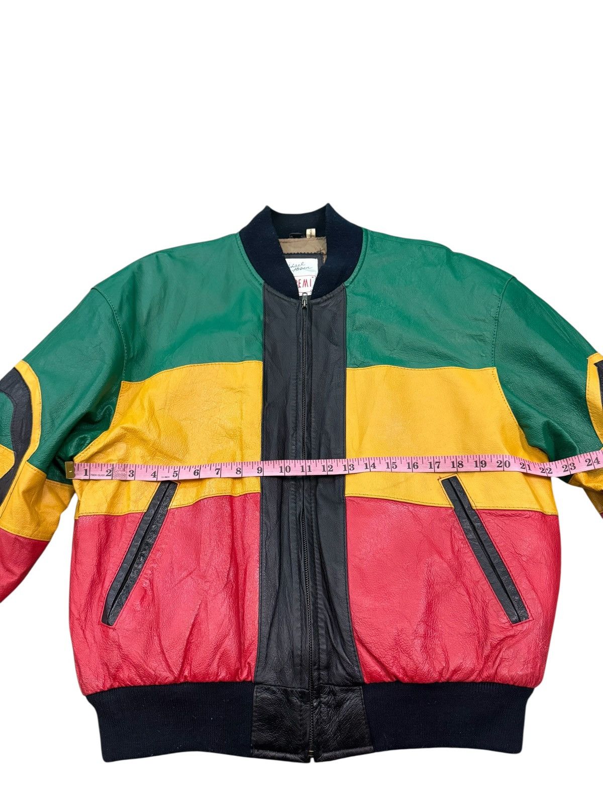 Michael Hoban RARE VINTAGE MICHAEL HOBAN RASTA LEATHER BOMBERS JACKET Size US M / EU 48-50 / 2 - 16 Thumbnail