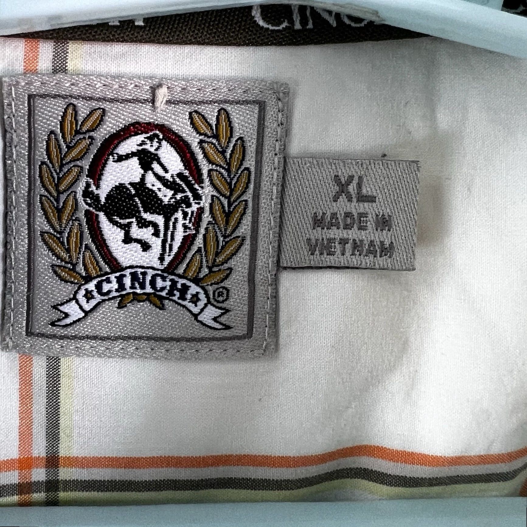 Vintage Cinch Western Wear Checked Long Sleeve Button-Down Shirt Mens XL White/Orange Pattern Cotton BC-Brand Sportsman Theme Western Men Shirt Size US XL / EU 56 / 4 - 6 Thumbnail