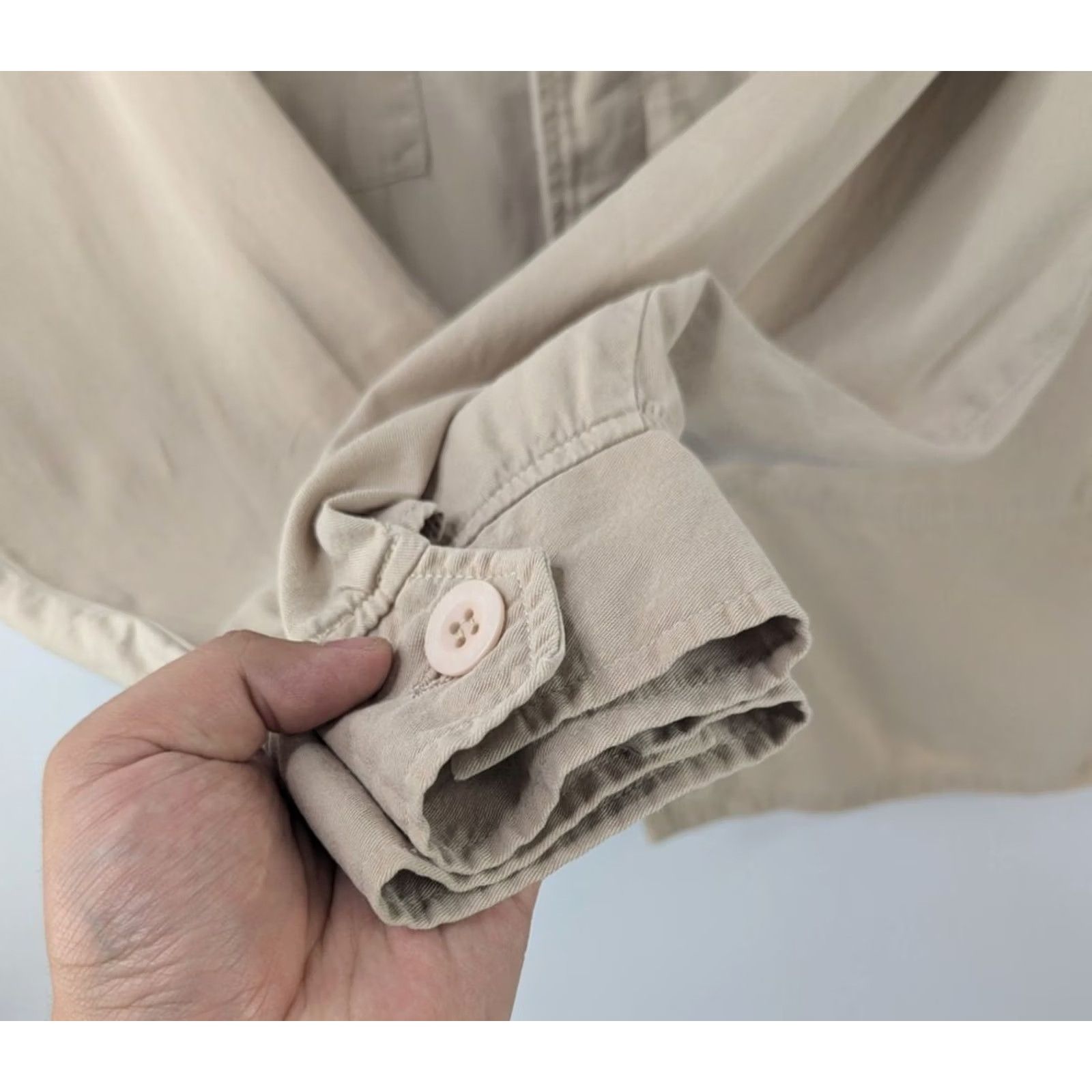 Vintage Democracy Button-Up Shirt Khaki Beige Women’s Large USA Shacket Size L / US 10 / IT 46 - 3 Thumbnail