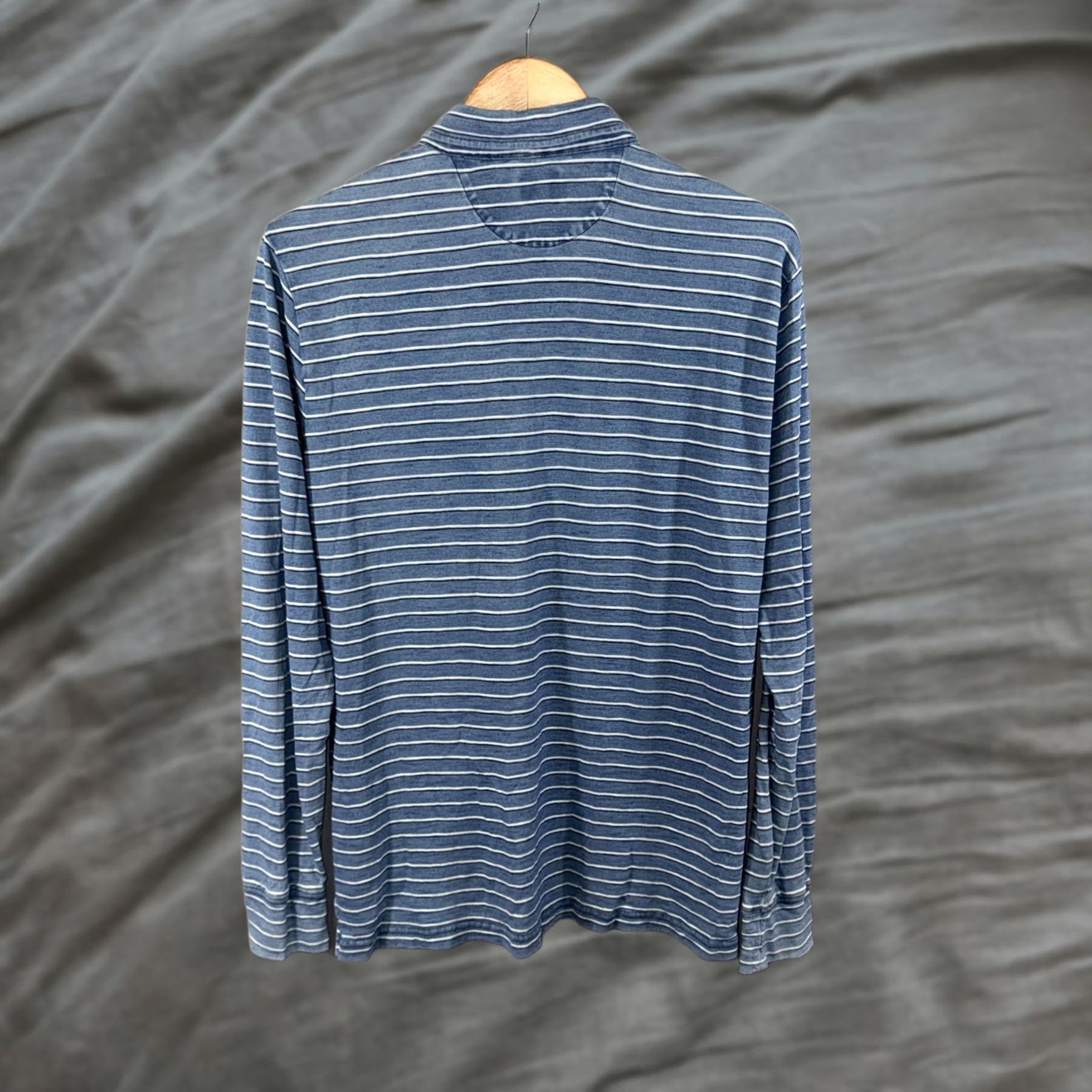 Faherty Faherty Shirt Mens Medium Blue White Striped Long Sleeve Cotton Pocket Pullover Size US M / EU 48-50 / 2 - 1 Thumbnail