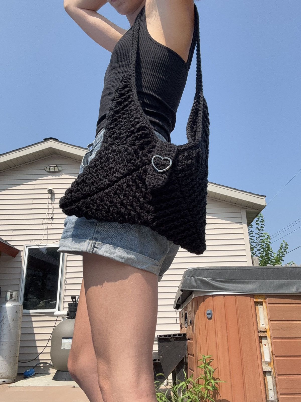 Handmade Crochet Original Black Purse Size ONE SIZE - 4 Thumbnail
