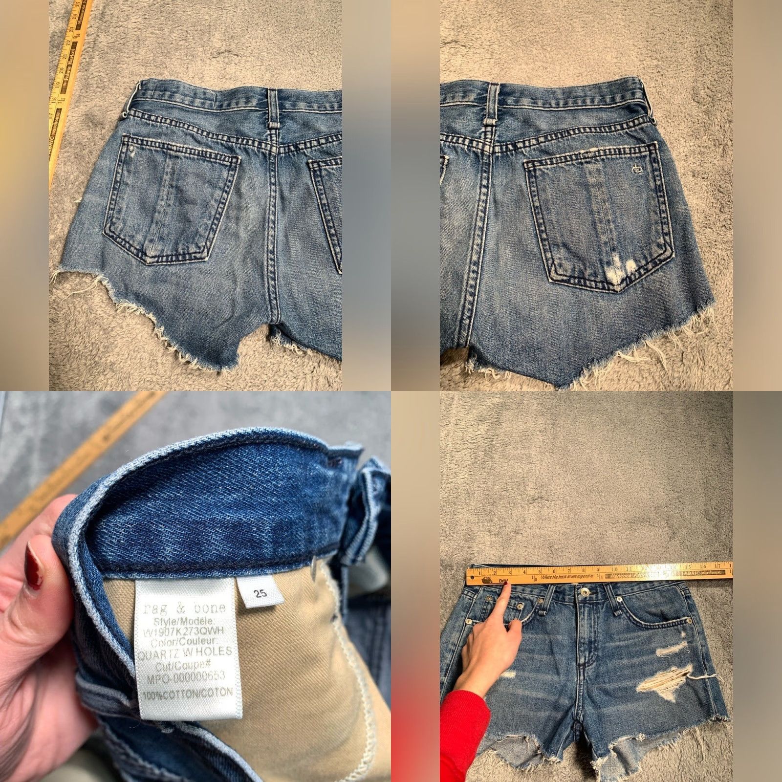 Rag & Bone rag & bone cate mid-rise short quartz distressed shorts 25 Size 42" / US 20 - 8 Thumbnail