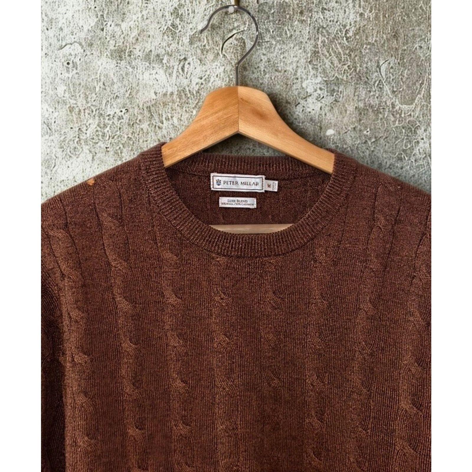 Peter Millar Peter Millar Brown Red Cable Knit Sweater M Luxe Blend Flaw Size US M / EU 48-50 / 2 - 3 Thumbnail