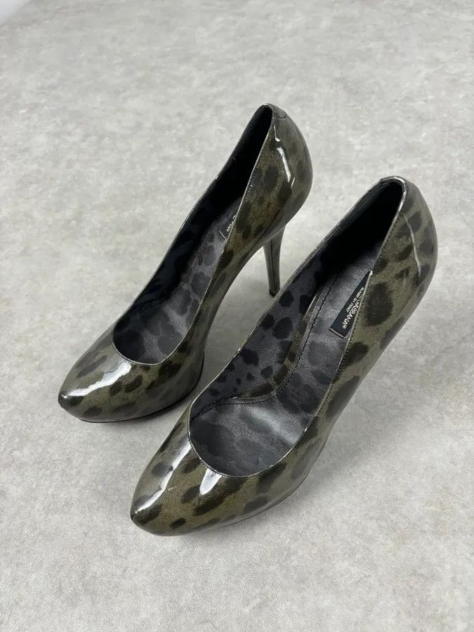 Dolce & Gabbana 2010s Dolce & Gabbana Khaki & Black Leopard Heels Size US 10 / IT 40 - 4 Thumbnail