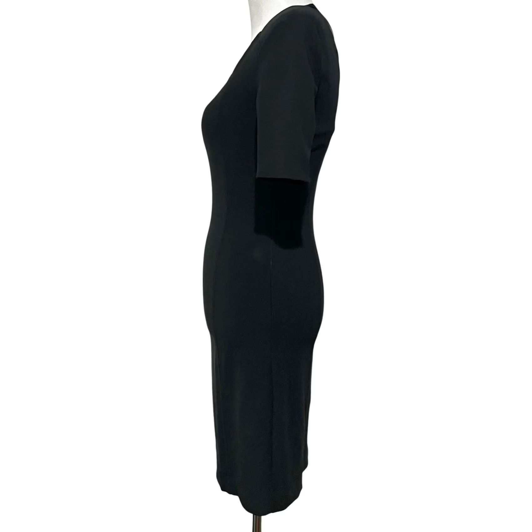 Boston Proper VINTAGE Boston Proper Dress Sheath Black Nylon Spandex Sz 2 Criss-Cross Back 90s Y2K Knit's Knee Length Mens Womens Size XS / US 0-2 / IT 36-38 - 6 Thumbnail