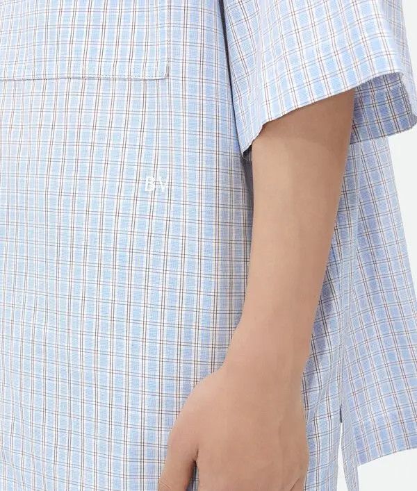 Bottega Veneta o1loc1c0825 789370 Cotton Linen Check Overshirt With "BV" Size US M / EU 48-50 / 2 - 4 Thumbnail