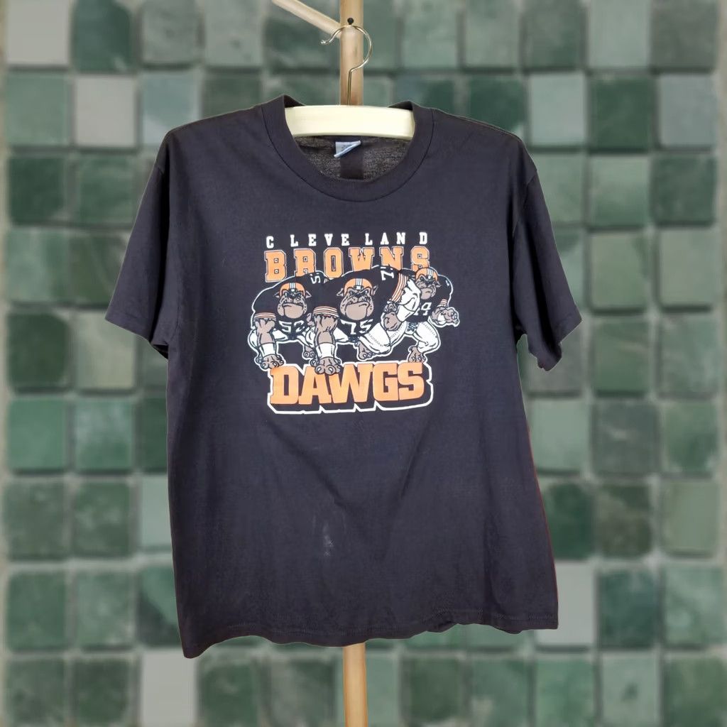 Logo 7 VINTAGE 80' CLEVELAND BROWNS LOGO 7 DAWGS T-SHIRT BROWN SINGLE STITCH XLARGE Mens Size US XL / EU 56 / 4 - 1 Thumbnail