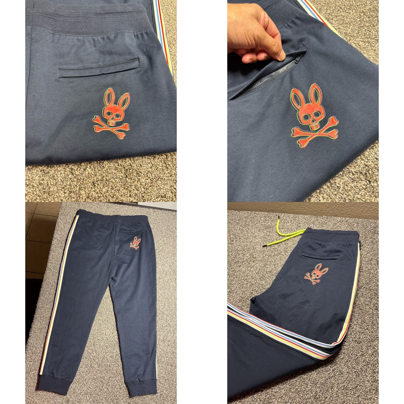 Psycho Bunny Psycho Bunny Joggers Men XXL Blue Cotton Sweat Pants Drawstring Sweatpants Regular Pockets Gym & Training Size US 39 - 9 Thumbnail