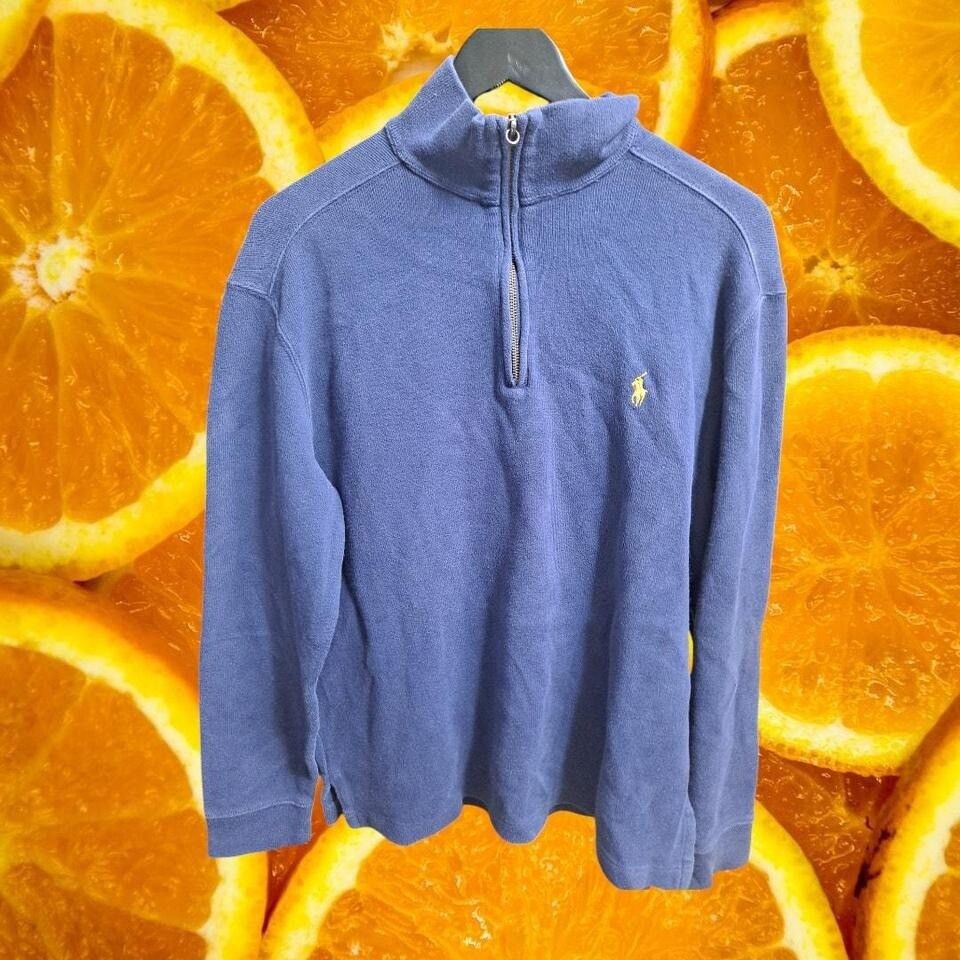 Polo Ralph Lauren Polo Ralph Lauren Men's Blue Quarter Zip Estate-Rib Pullover Size US M / EU 48-50 / 2 - 2 Thumbnail