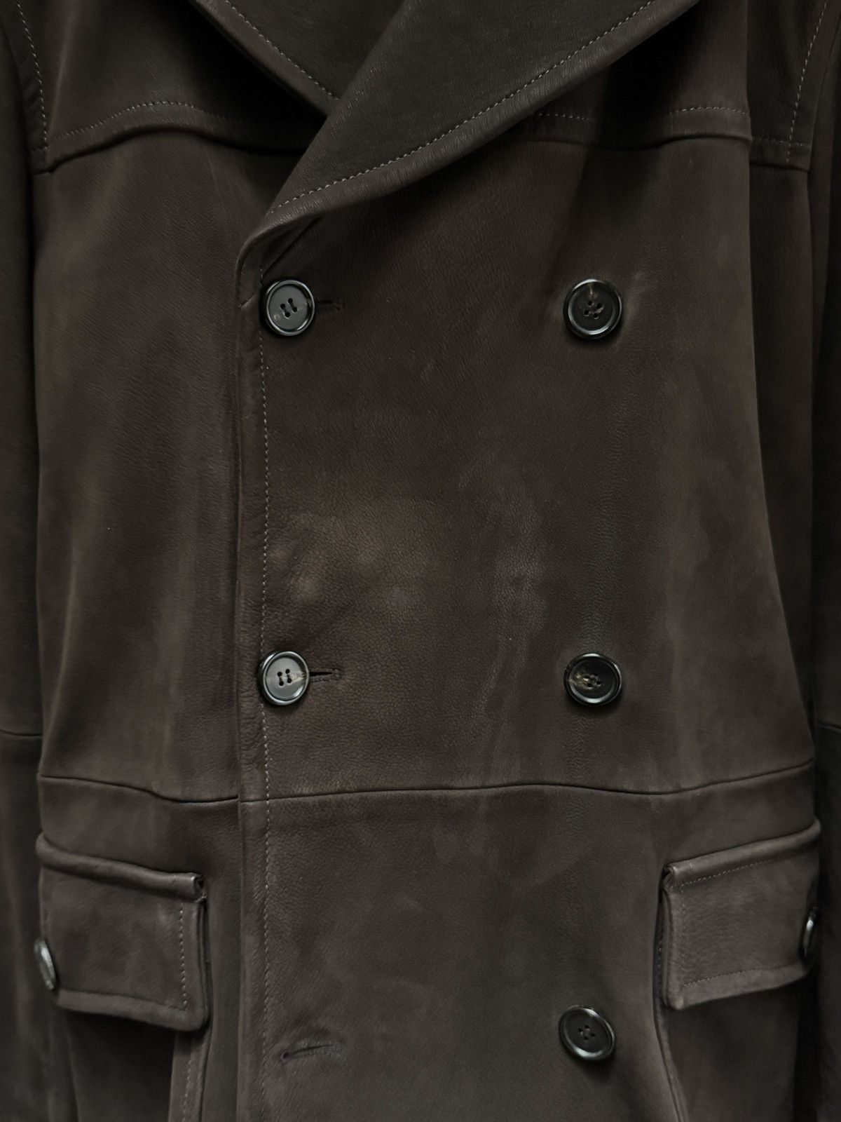 Prada Prada Double Breasted Leather Coat in Brown size IT 52 Size US L / EU 52-54 / 3 - 3 Thumbnail