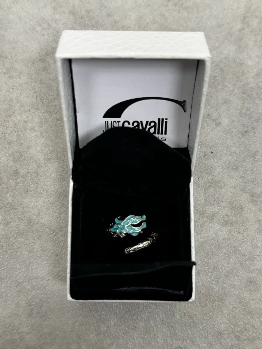 Just Cavalli 2000s Cavalli Blue Asian Dragon Metal Ring Size ONE SIZE - 2 Thumbnail