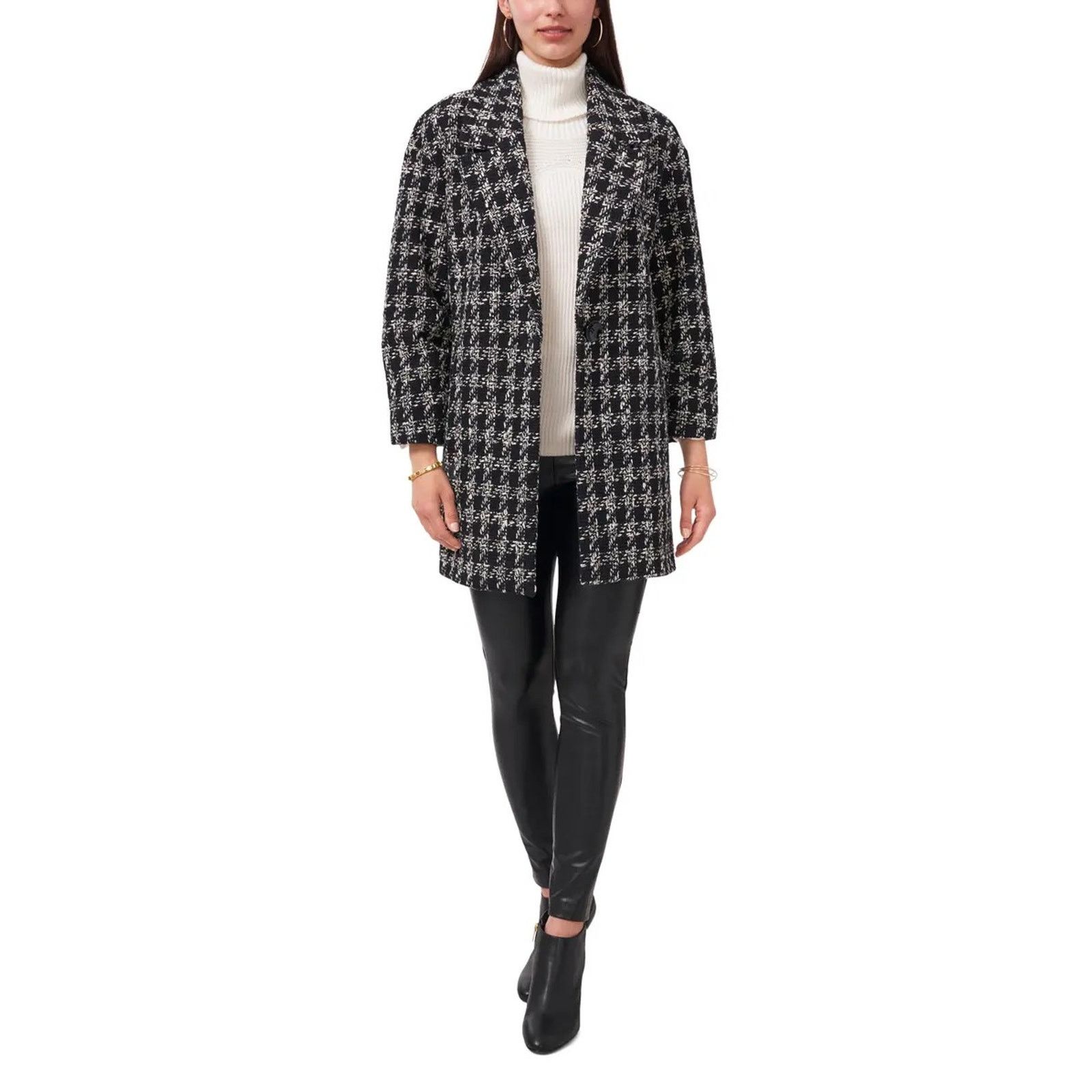 Vince Camuto Vince Camuto Women Black Cotton Classic Tweedy Jacket Size S Size S / US 4 / IT 40 - 1 Thumbnail
