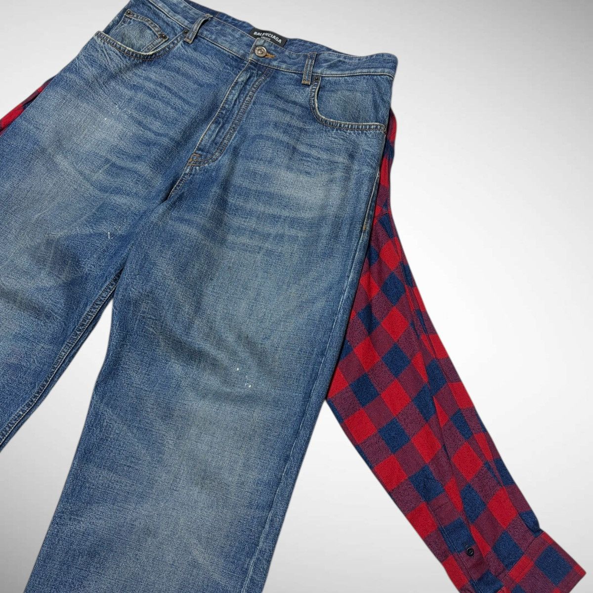 Balenciaga Balenciaga 2021SS Hybrid Flannel Shirt Denim Size US 32 / EU 48 - 4 Thumbnail