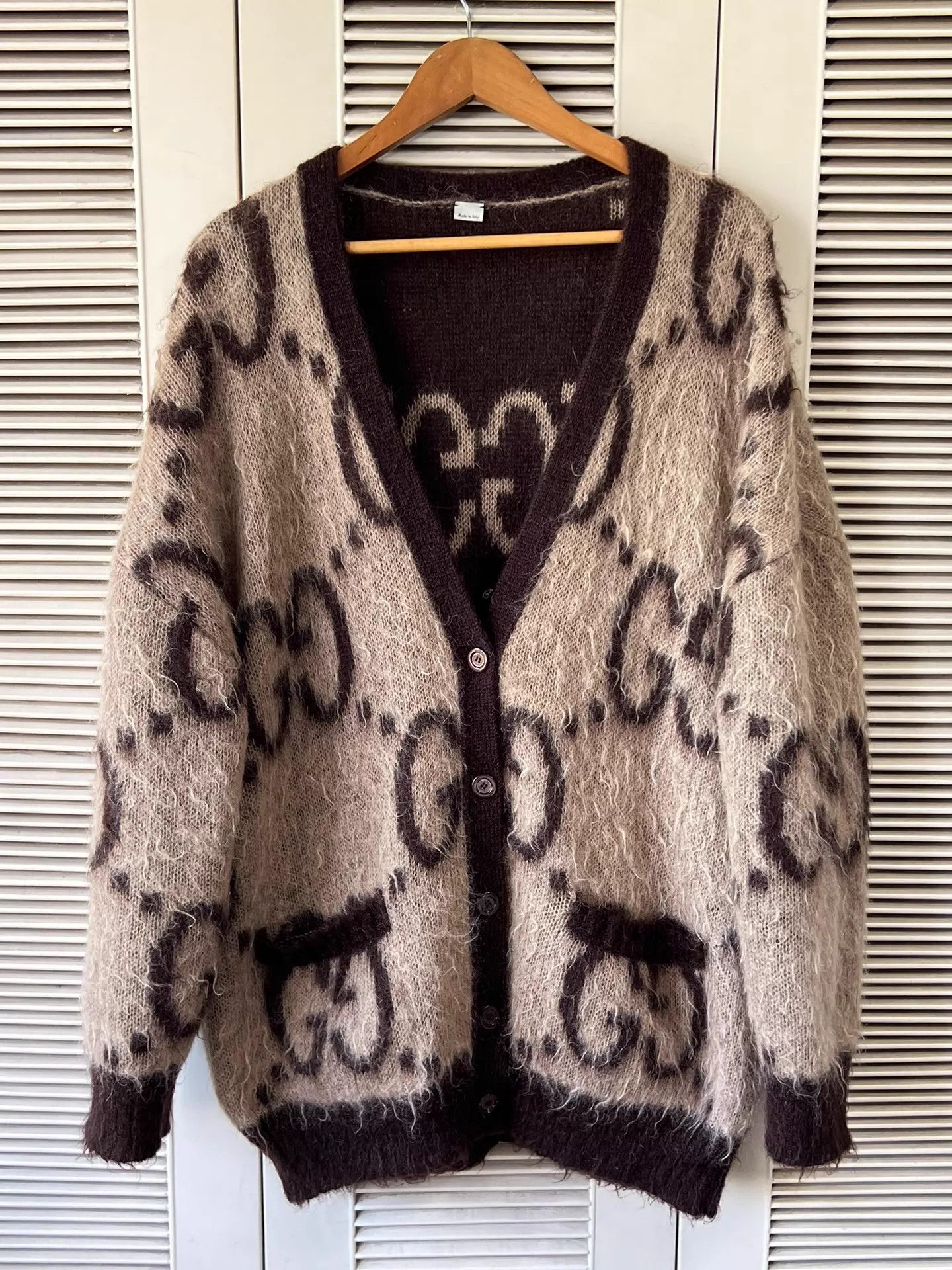 Gucci Gucci Double-Faced Mohair GG Monogram Cardigan Caramel L Size L / US 10 / IT 46 - 1 Thumbnail