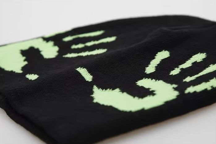 Japanese Brand × Vintage Knitting Graphic Black Unisex Beanie Hat Size ONE SIZE - 3 Thumbnail