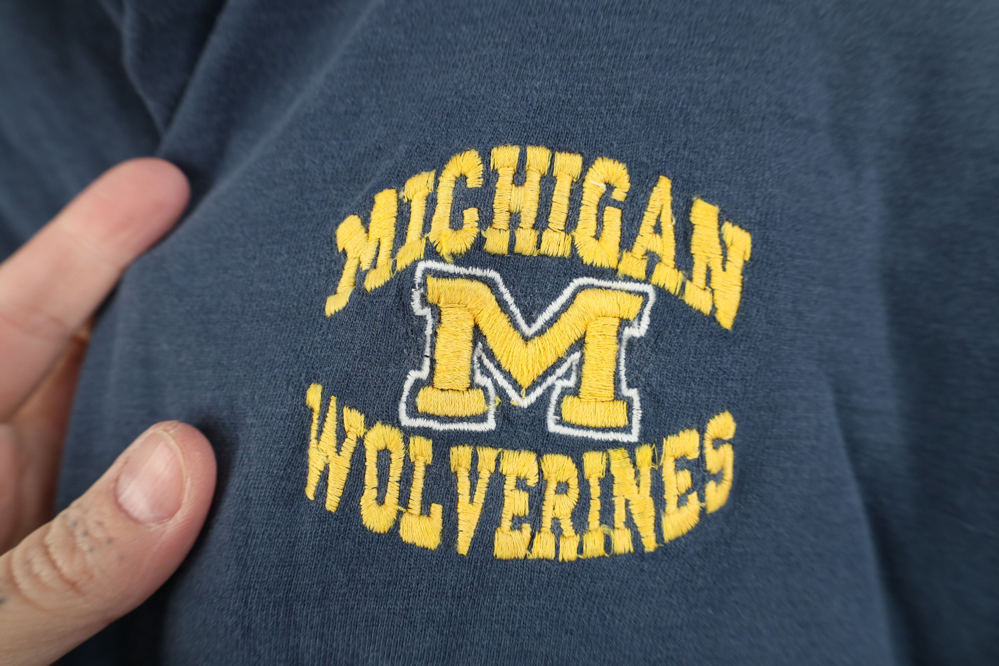 Vintage Vintage 90s University of Michigan Ringer T-Shirt Blue Size US L / EU 52-54 / 3 - 4 Thumbnail