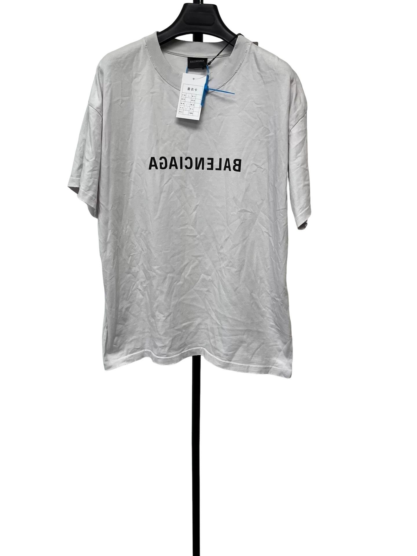 Balenciaga Balenciaga Mirrored Logo Distressed T-Shirt Size L Size US L / EU 52-54 / 3 - 1 Thumbnail