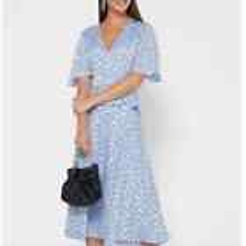 TED BAKER MABBEL DOTTY PEPLUM Polka Dot DRESS BLUE/BLACK
