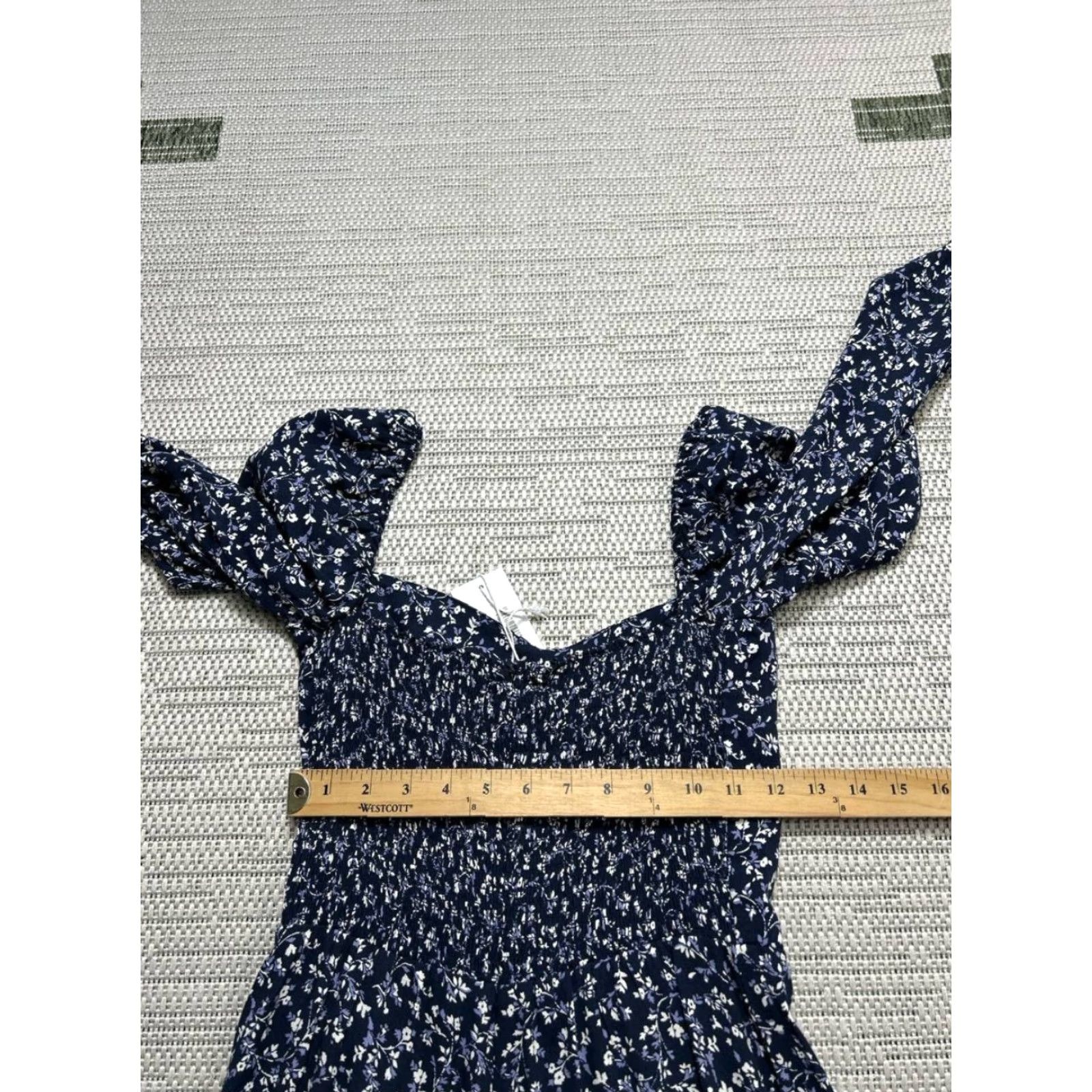 Reformation Reformation Dress Womens 6 Blue White Floral Bodycon New Dress Short Sleeves Square Neck Zip Casual Party/Cocktail Womens Size M / US 6-8 / IT 42-44 - 6 Thumbnail