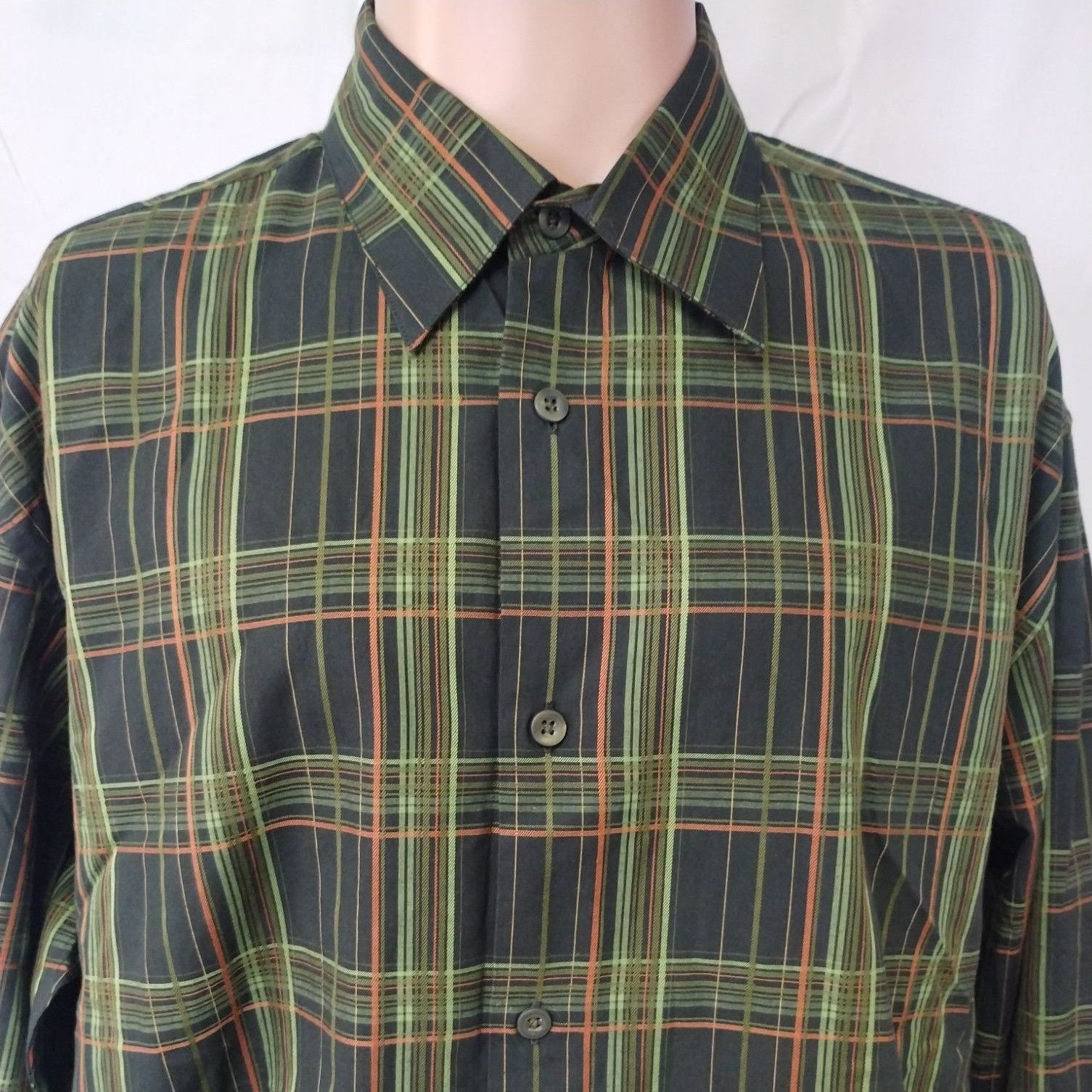 Alfani Alfani Men's Green Plaid Shirt/Button Up Size L SKU 3992 Size US L / EU 52-54 / 3 - 3 Thumbnail