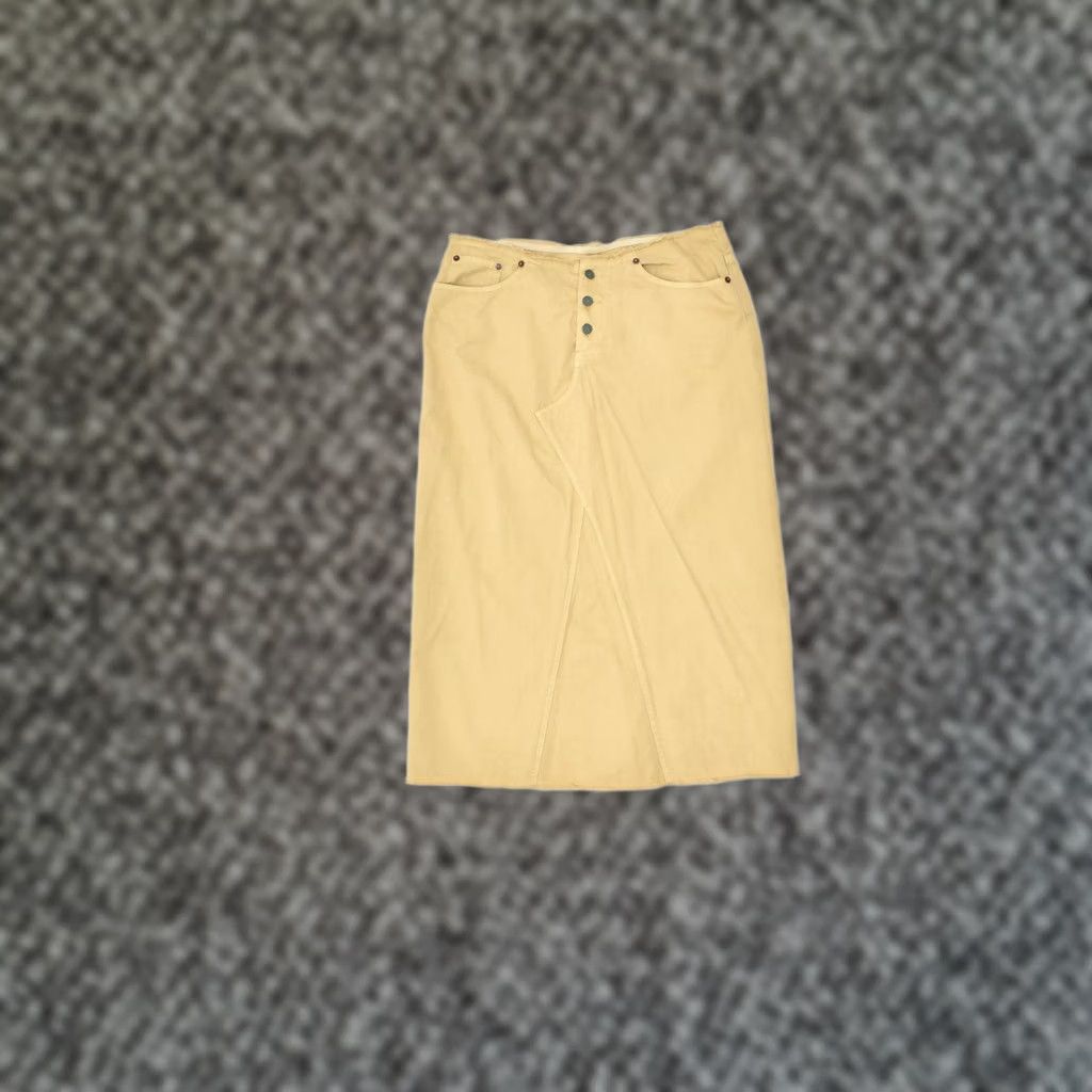 Vintage RIFLE Womens Midi Skirt W30 Medium Beige Cotton Size 30" / US 8 / IT 44 - 1 Thumbnail