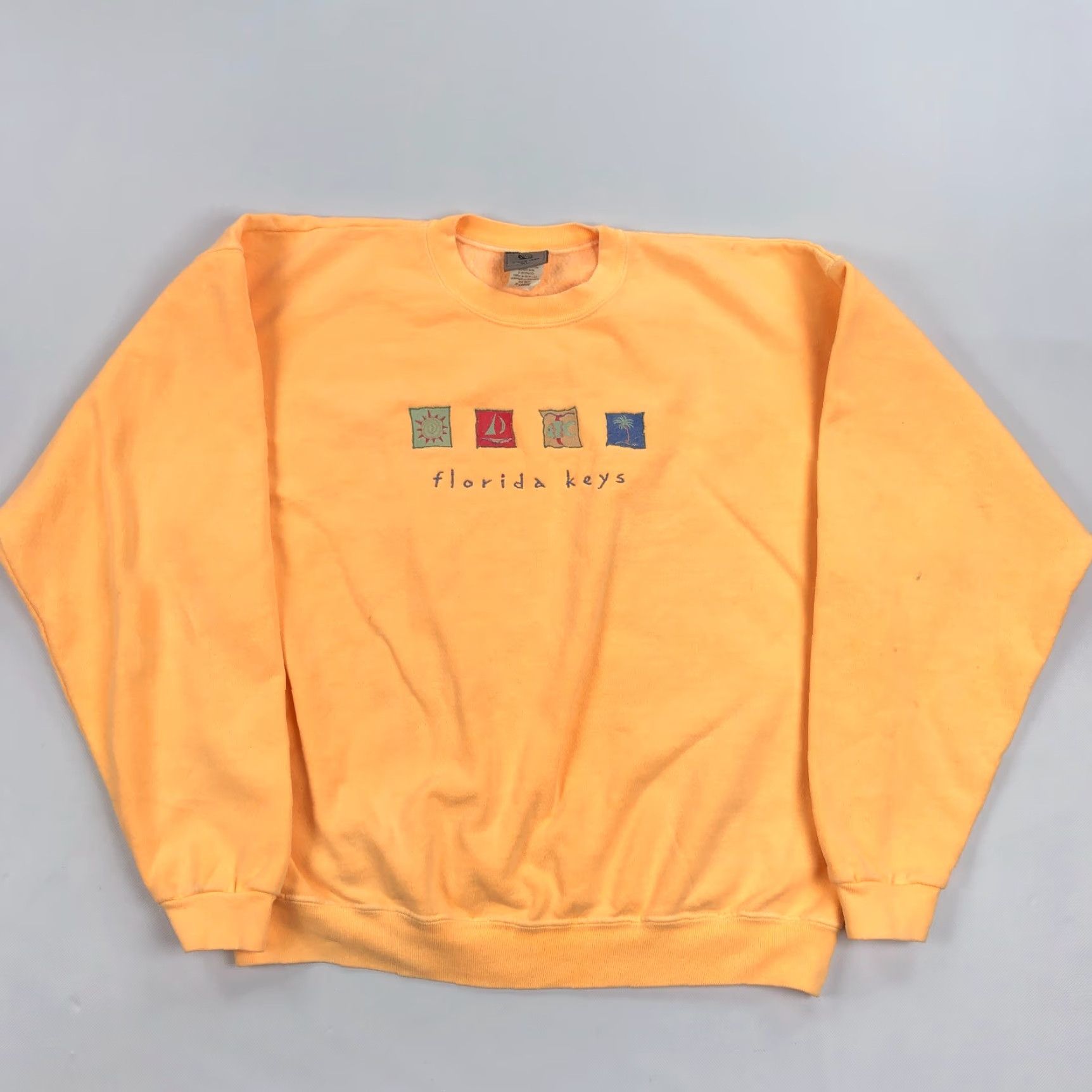 Vintage VINTAGE Florida Keys Sweatshirt Womens XL Crew Neck Peach Orange 90s VSCO Logo Pullover Size XL / US 12-14 / IT 48-50 - 2 Thumbnail