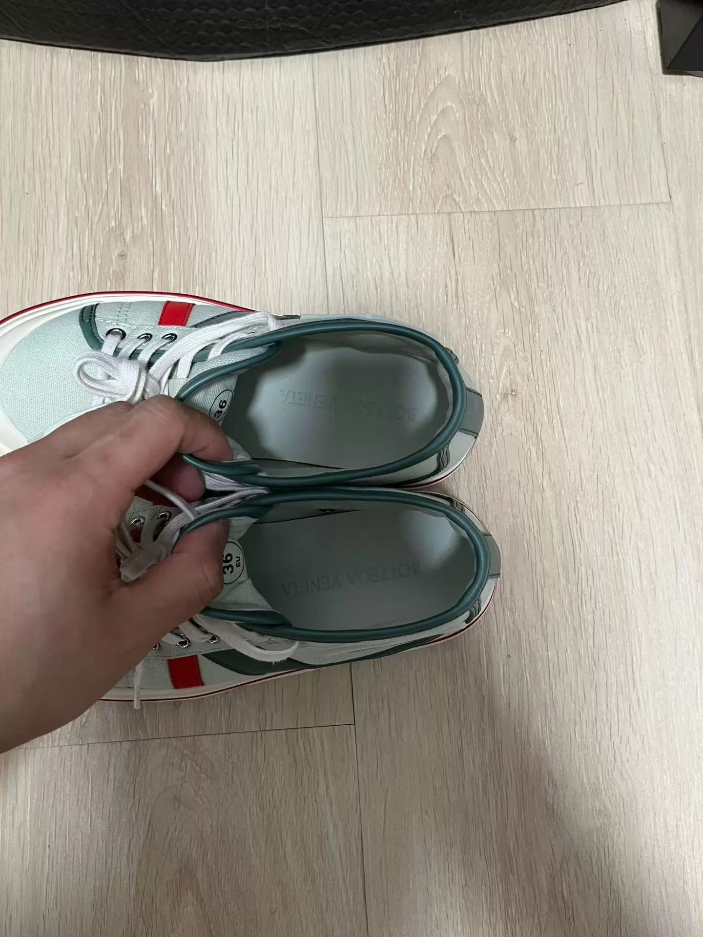 Bottega Veneta BOTTEGA VENETA Eliot Lt. Green LeatherCanvas 36 Worn Once Box Size US 5.5 / IT 35.5 - 7 Thumbnail