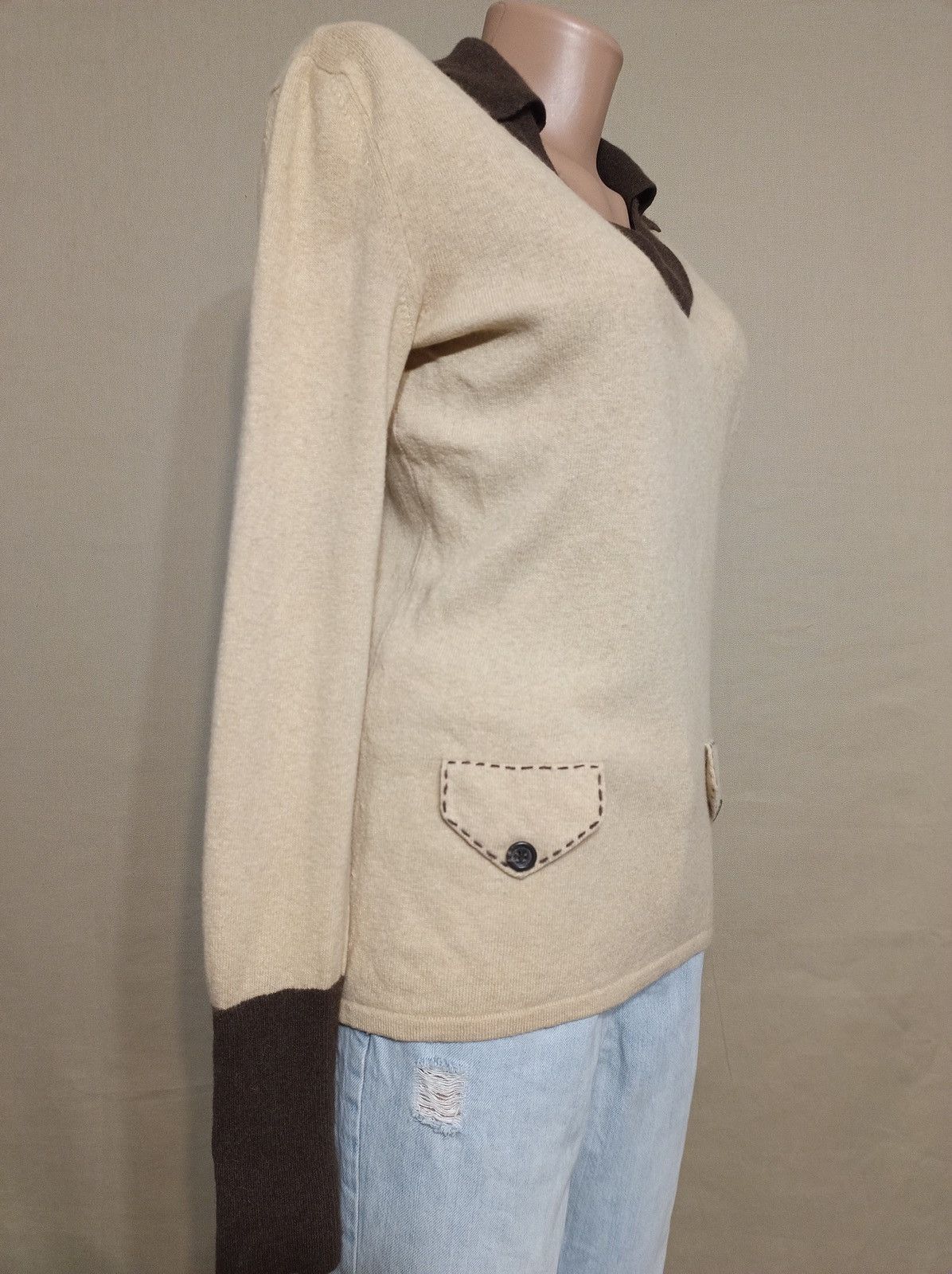 Other Donna Lane Pure Cashmere Beige Designer Sweater Size L Size L / US 10 / IT 46 - 6 Thumbnail