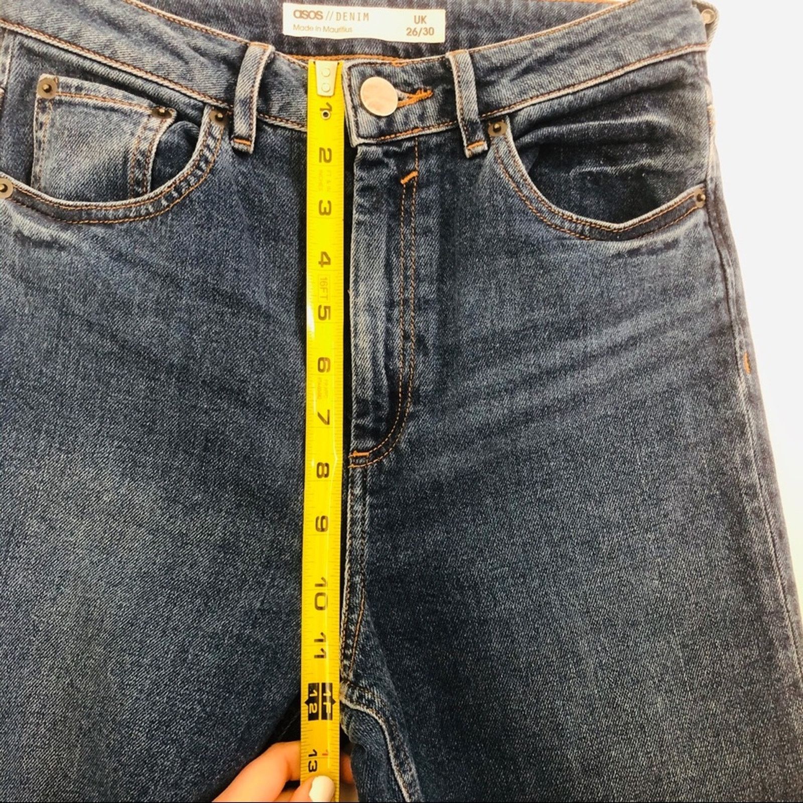 Asos ASOS Medium Blue Wash Straight Leg Mom High Rise Denim Jeans Size 26" / US 2 / IT 38 - 7 Thumbnail